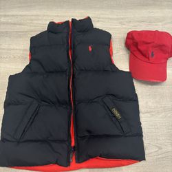 Kids Polo Vest Size 8-10 And Red Polo Cap 