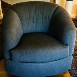 2 Blue Denim Like Swivel Chairs ~ Uber Comfortable