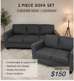 3-Seater Sofa + Loveseat Set – $150 for BOTH