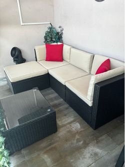Balcony/Patio lounge set w/ glass top table