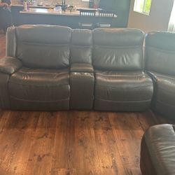 Leather Couch With Charger 