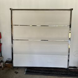 Modern White Upholstered Headboard w/ Chrome Frame (King)