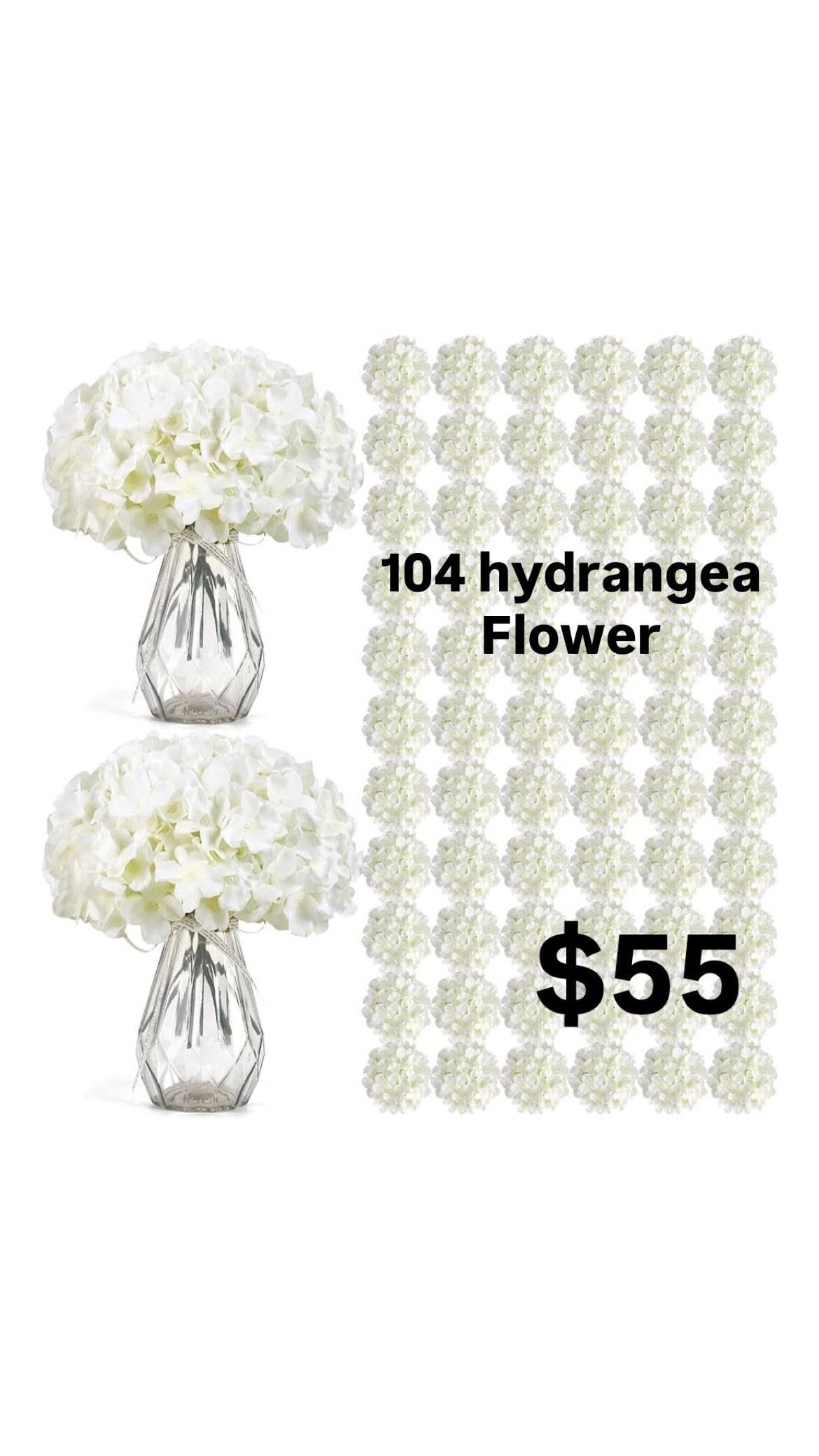 104 Artificial Hydrangea Flowers NEW IN BOX