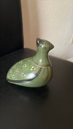 Tonala hand painted pottery quail bird