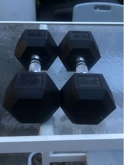 25 lb Rubber Coated New Pair of Dumbbells