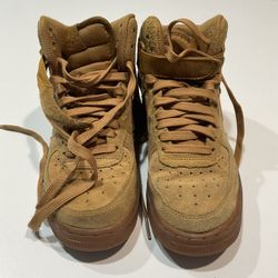 Nike Air Kids Light Brown Suede Shoes, Size US 4Y