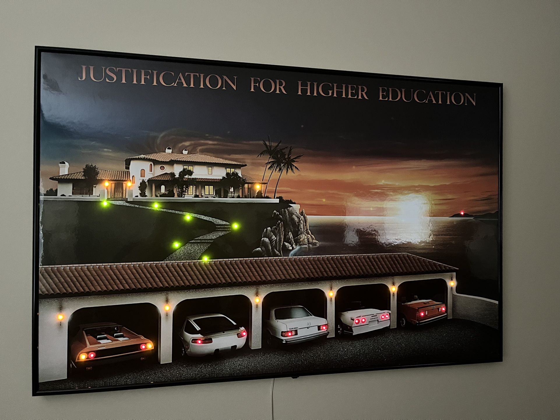 Classic Wall Art “Justification For Higher Education” Light-Up LED