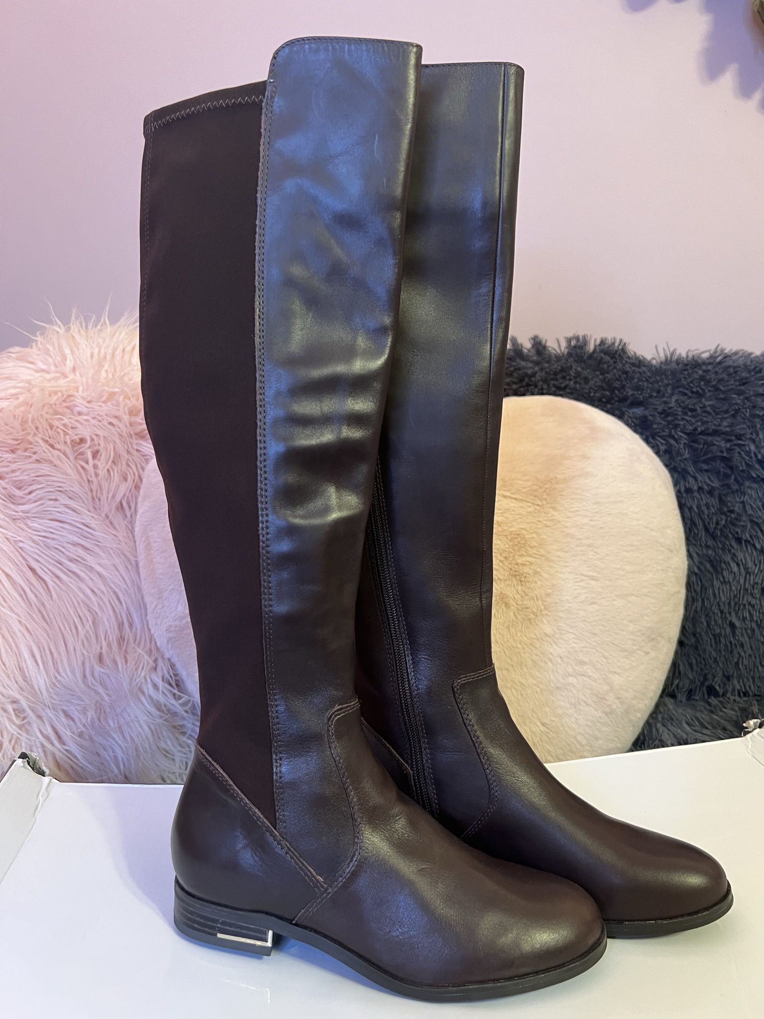 Brown Nine West Tall Leather Boots Size 6 Women’s 