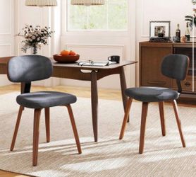 NEW MODERN Fabric Upholstered Wooden Kitchen Chairs Set of 2-Dark Gray