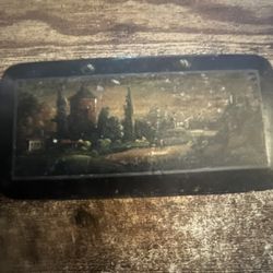 Vintage Small Wooden Trinket Box With Image Of The Country Side