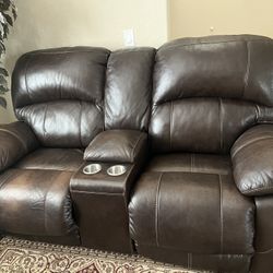 Ashly Leather Recliner Couch  