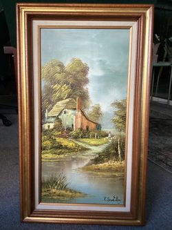 F. Swateley Signed Oil Painting Countryside Scene