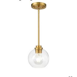 1411: New Globe Pendant Lights Kitchen Island, Farmhouse Gold Pendant Light with Clear Glass Globe Shade, Adjustable Hanging Light Fixture for Dining 