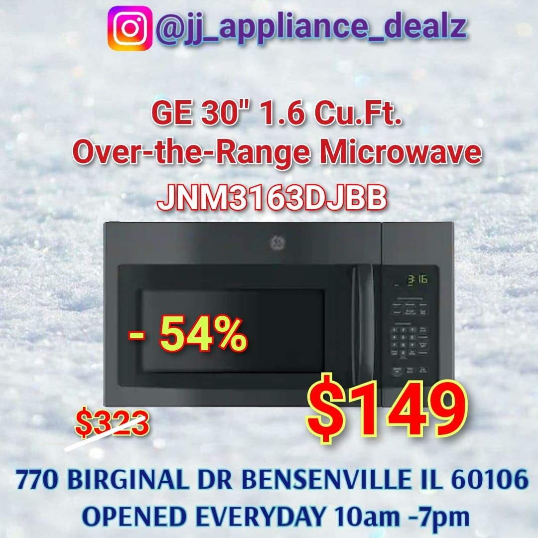 🔥New GE 30" 1.6 Cu.Ft. Over-the-Range Microwave with Convenience Cooking Controls JNM3163DJBB