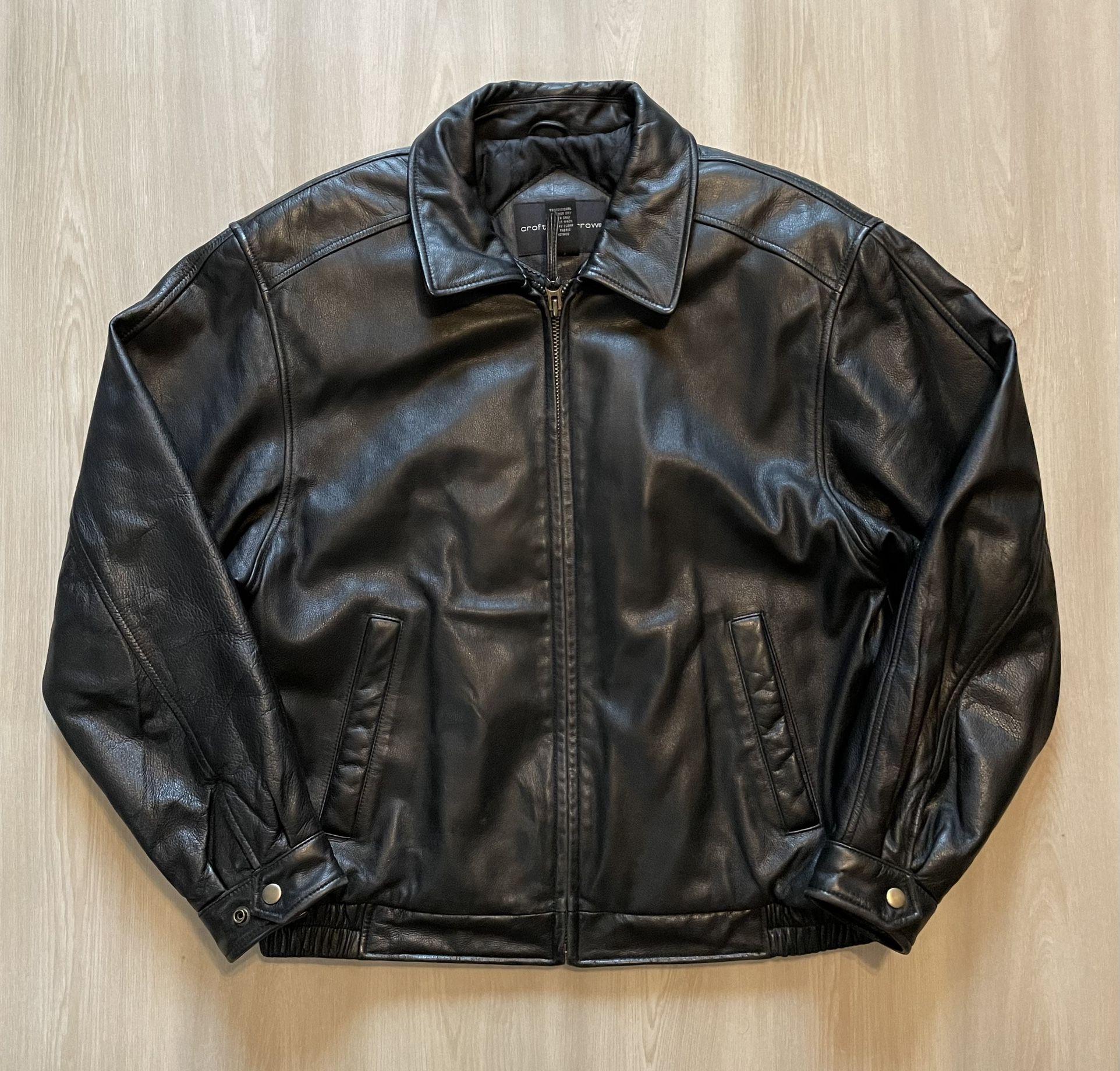 Vintage 90s Croft & Barrow Leather Bomber Jacket Mens Medium
