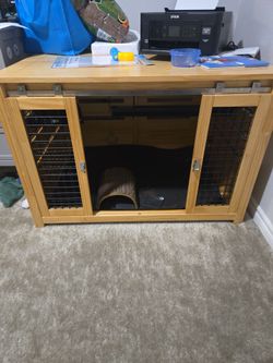 Wood and Wire Pet Enclosure with Sliding Doors