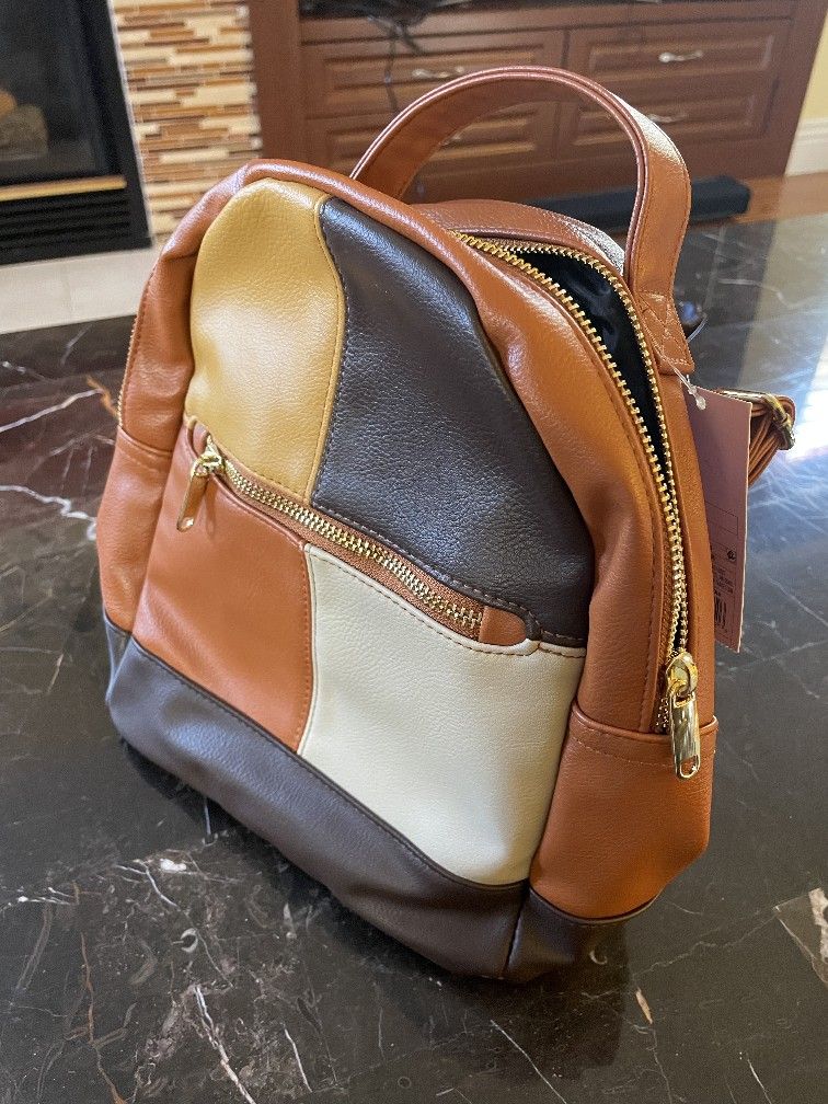 New With Tag Multicolored Vegan Leather Ladies Backpack Bag