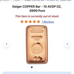Second Round Of Sold Out Geiger Copper Bars!! 36bars