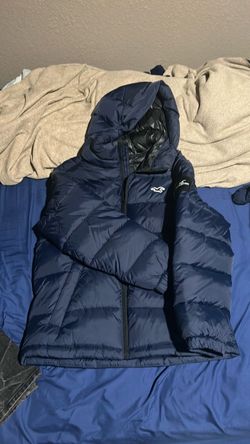 Hollister Navy Blue Puffer Jacket with Hood