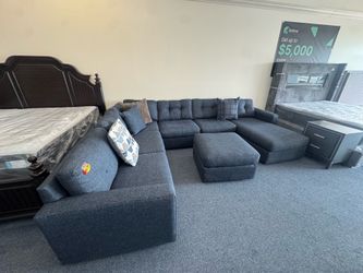 Beautiful blue fabric sectional