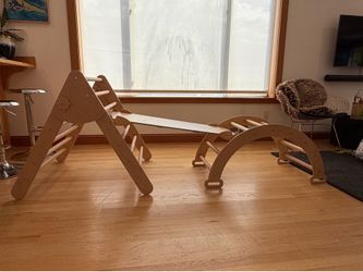Wood and Hearts Montessori Climbing Set (3-Piece) + Dinosaur Cushion ($575 value)