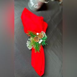 6 Red Solid Subtle Modern Print Fabric Napkins Set EPC Dining Holiday Dress Up