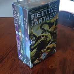 Fighting Fantasy Gamebook Set Books 1-4 With Sleeve Sealed.
Roll dice, fight monsters, find treasure, map your progress