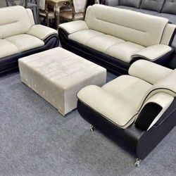 BEIGE & BLACK sofa / loveseat SET 