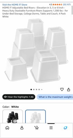 White Bed Risers- Brand New