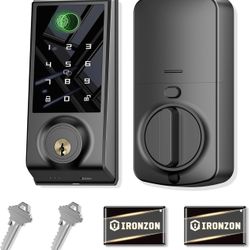New-Fingerprint Smart Door Lock, 4-in-1 Keyless Deadbolt for Front Door with Touchscreen Keypad, Auto Lock, Keyless Entry Door Lock for Modern Home