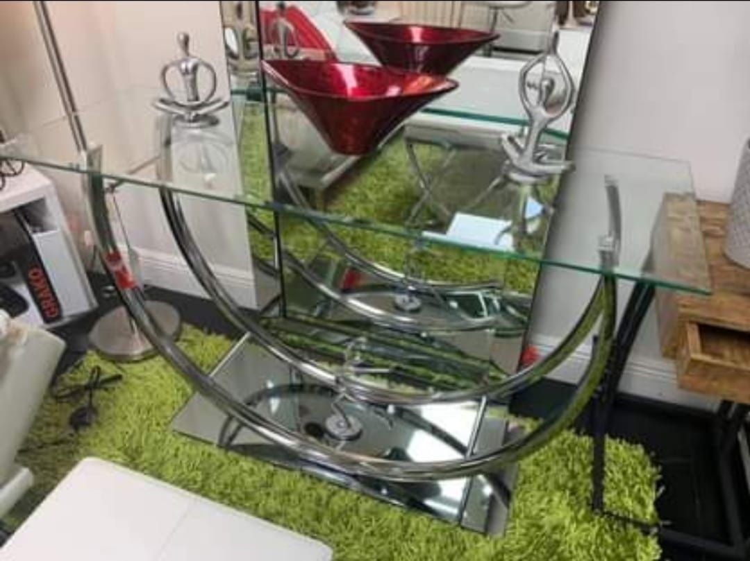 Glass/ Chrome CONSOLE TABLE/ Mesa Consola De Vidrio 🔥🔥 NEW IN BOX!!!