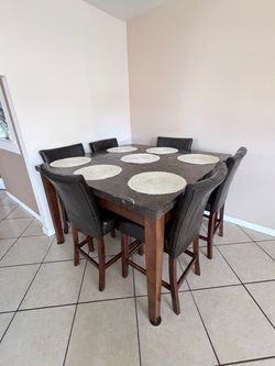 Dark brown marble table