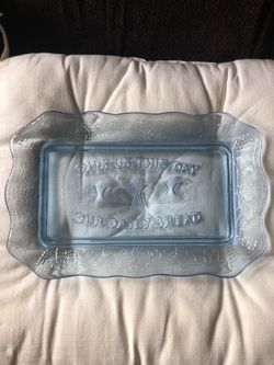 Vintage blue glass tray