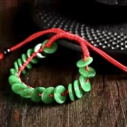 💯 New Natural High Quality Green Jadeite Jade Lucky Adjustable Bracelet