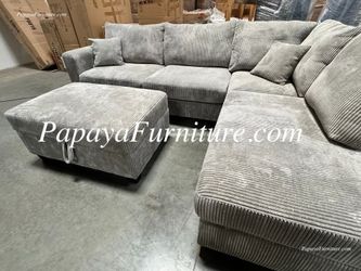NEW Modern Fabric Sectional Sofa and Chaise Lounge Set and FREE STORAGE OTTOMAN Designer Ashley Style BIG Couch SALE Furniture Warehouse Clearance