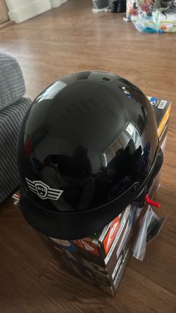 AHR Gloss Black Half Motorcycle Helmet (medium)