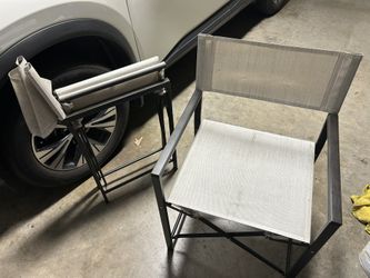 Two Metal Patio/Canvas Chairs