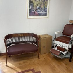 Antique Loveseat And Barber Chair