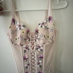 Pink Flowers Victoria Secret Corset 