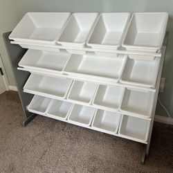 Toy Storage Organizer – 16 Bins ( Gray/White)