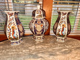 Three Authentic Antique Japanese Vases 