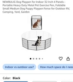 NEW NEWBULIG 32” Heavy Duty Metal Dog Playpen dog fence dog cage – 4 Panels – Black