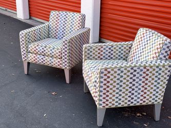 FREE DELIVERY-“Quid” contemporary accent chairs  by Lazar. Custom Fabric - Retail $3600