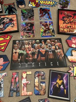 Huge Superhero Wall Art Bundle - DC & Marvel Posters, Metal Prints, Signs & Decor