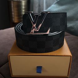 Louis Vuitton Damier Graphite Belt Grey Checkerboard Matte Black Buckle – $75