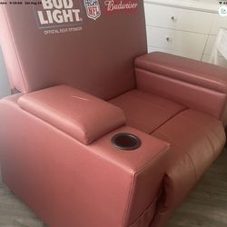 Recliner Sofa With Cooler, Storage And Beer Dispenser Bud light Budweiser NFL