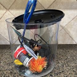Small fish aquarium and supplies, food, rocks