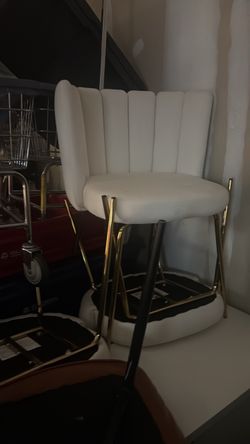 Set of 3 White & Gold Accent/Dining Chairs – $225 OBO