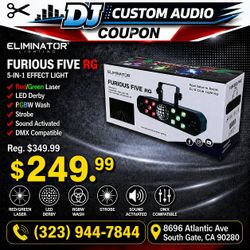 Eliminator LED Light Strobe Effect Red & Green Laser UV Blacklight RGBW Derby Lighting Sound Activated 🚨 Payment Options Available 🚨 No Credit Neede