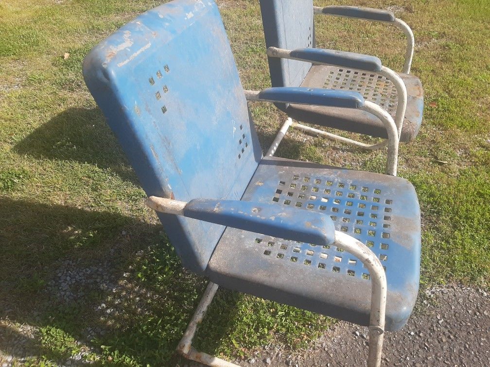 TWO OLD METAL CHAIRS